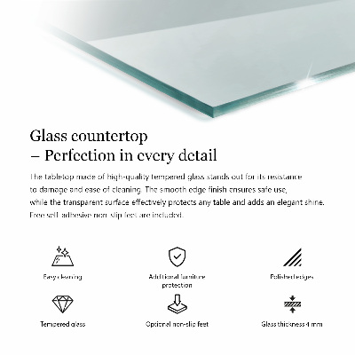 Rechteckige tischplatte glas transparent