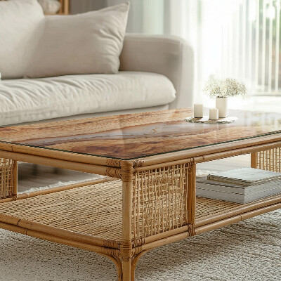 Tischplatte Holz mit Harz-Akzenten