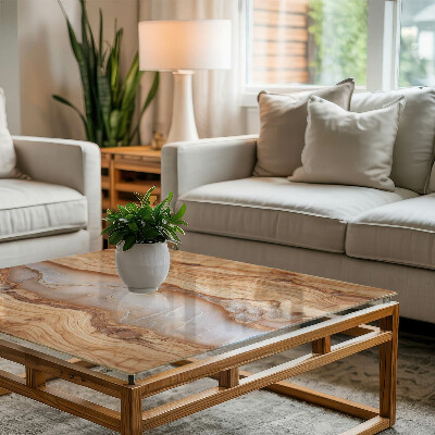 Tischplatte Holz mit Harz-Akzenten