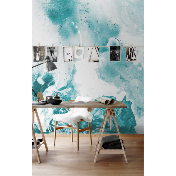 Motivtapete Bemalter Marmor mit blauen Flecken