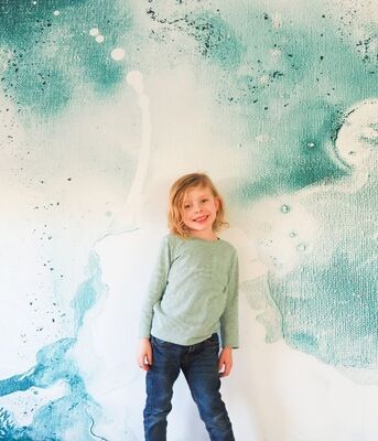 Motivtapete Bemalter Marmor mit blauen Flecken