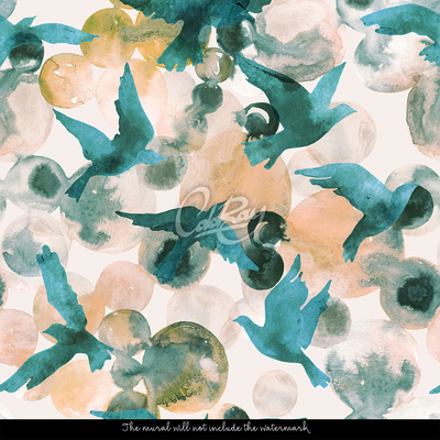 Wandtapete Abstrakte Vögel in Aquarell gemalt