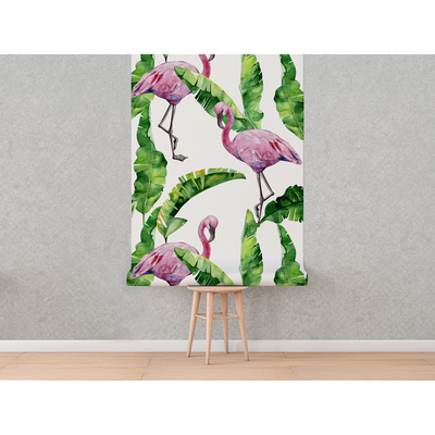 Wandtapete Rosa Flamingos versteckt in den Blättern