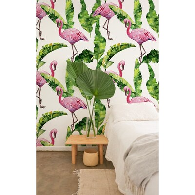 Fototapete Flamingos unter den Blättern