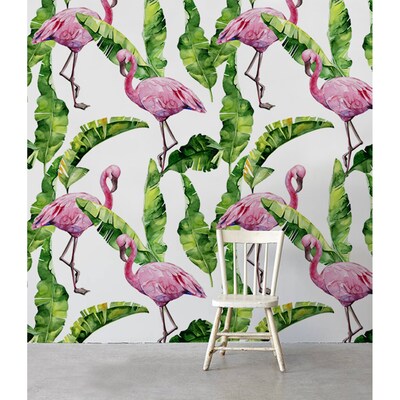 Fototapete Flamingos unter den Blättern