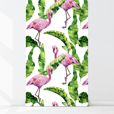 Fototapete Flamingos unter den Blättern