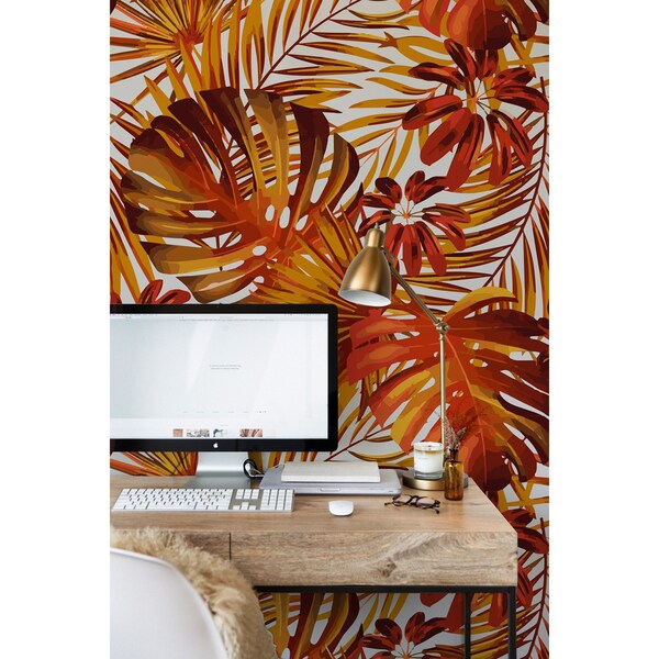 Photowall tapete Flamboyante Monstera-Blätter