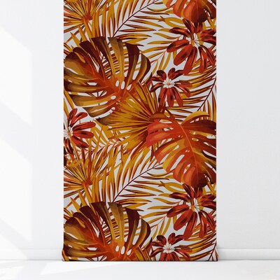 Photowall tapete Flamboyante Monstera-Blätter