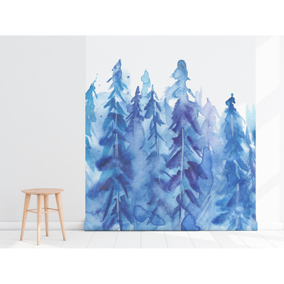 Fototapete Blau in einem nebligen Wald