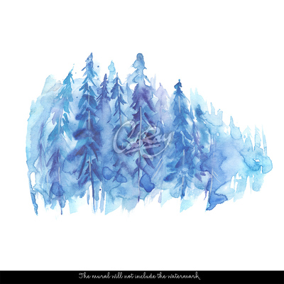 Fototapete Blau in einem nebligen Wald