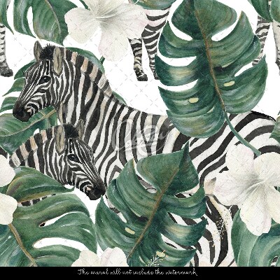 Bildtapete Zebras inmitten von Paradies-Pflanzen
