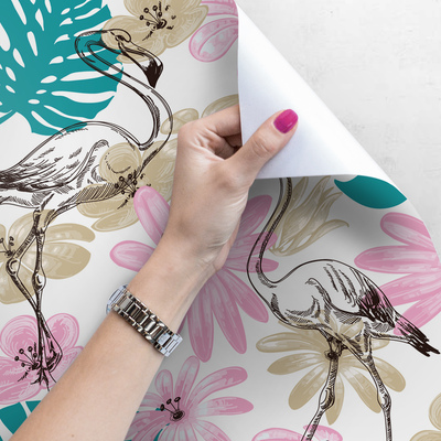 Photowall tapete Flamingos in Blumen