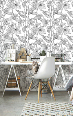 Foto tapete Frühlingsblumen-Skizze