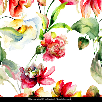 Wandtapete Wilde aromatische Blumen