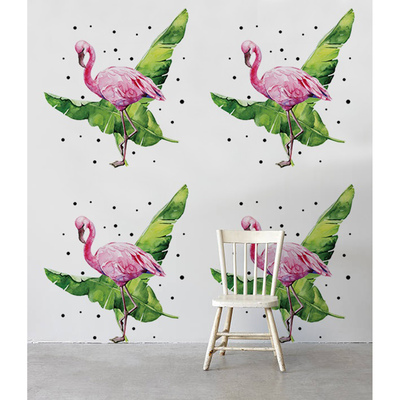 Photowall tapete Flamingos in Bananenblättern