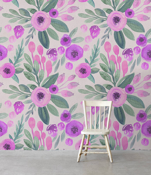 Bildtapete Vintage Aquarell Blumen