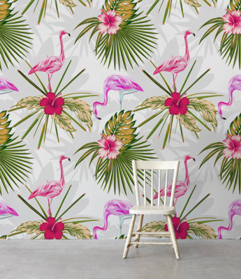 Photowall tapete Tropische Flamingos
