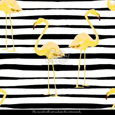 Photowall tapete Goldene Flamingos