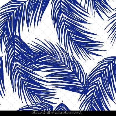 Foto tapete Marineblaue Palmblätter