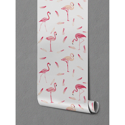 Foto tapete Flamingos und Federn