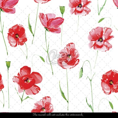 Photowall tapete Gemalte Mohnblumen