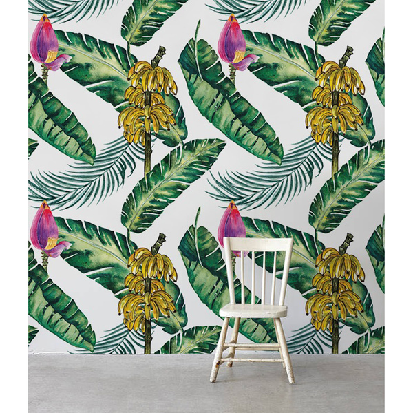 Photowall tapete Blühende Blumen und Bananenfrüchte
