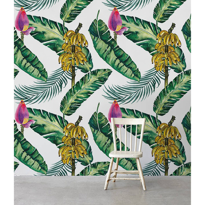 Photowall tapete Blühende Blumen und Bananenfrüchte