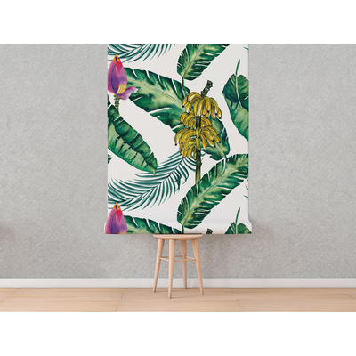 Photowall tapete Blühende Blumen und Bananenfrüchte
