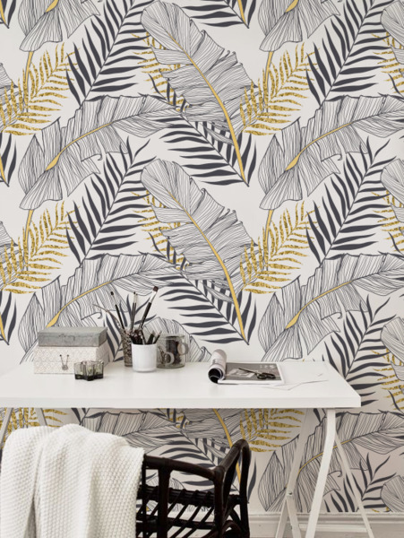 Bildtapete Tropische Goldblätter