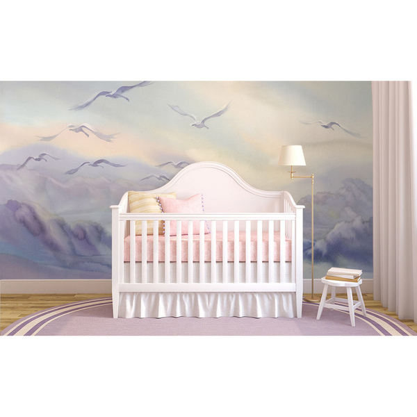 Wandtapete Der Flug der Schwäne in der Morgendämmerung