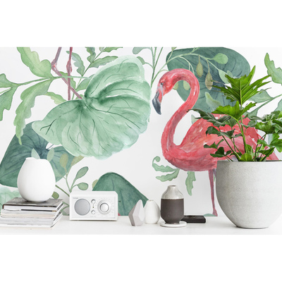 Photowall tapete Mit einem Flamingo im Garten