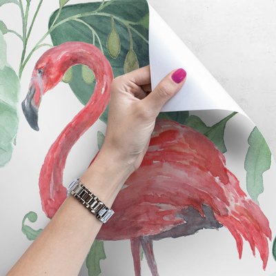 Photowall tapete Mit einem Flamingo im Garten