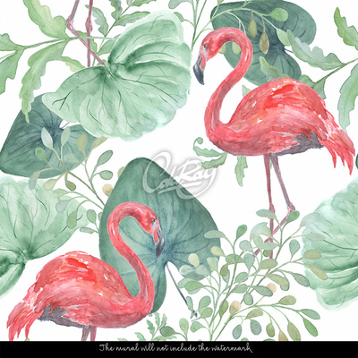 Photowall tapete Mit einem Flamingo im Garten