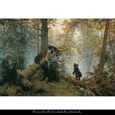 Wandtapete Bärenfamilie im Wald