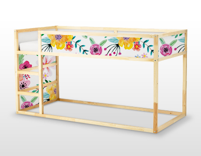 Sticker Ikea Kura Bed Blume in leuchtenden Farben