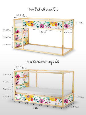 Sticker Ikea Kura Bed Blume in leuchtenden Farben