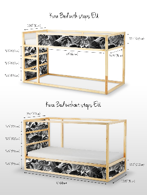 Sticker Ikea Kura Bed Tropisches Gestrüpp in Schwarz und Weiß