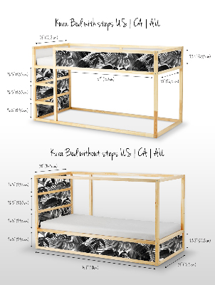Sticker Ikea Kura Bed Tropisches Gestrüpp in Schwarz und Weiß