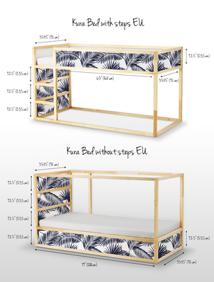 Sticker Ikea Kura Bed Tropische Palmblätter