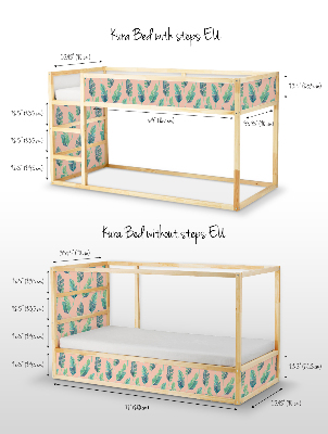 Sticker Ikea Kura Bed Grüne Blätter auf einem pfirsichfarbenen Hintergrund