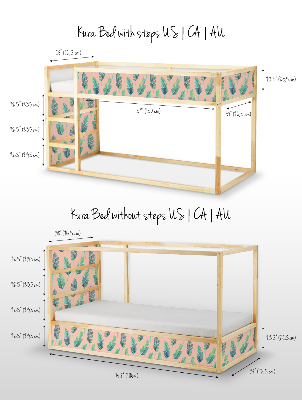 Sticker Ikea Kura Bed Grüne Blätter auf einem pfirsichfarbenen Hintergrund