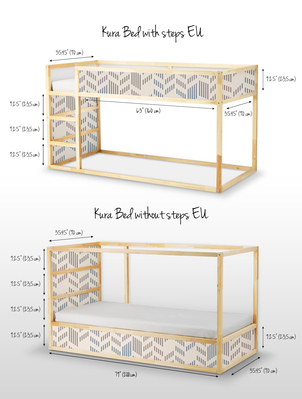 Sticker Ikea Kura Bed Modernes Fischgrätenmuster