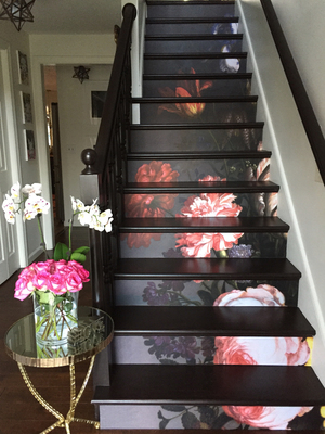 Treppenaufkleber Elegante Vintage-Blumen