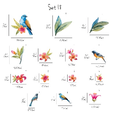 Wandsticker Blumen und Vögel