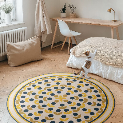 Runder vinyl teppich Kleine florale und blattförmige regelmäßige Muster