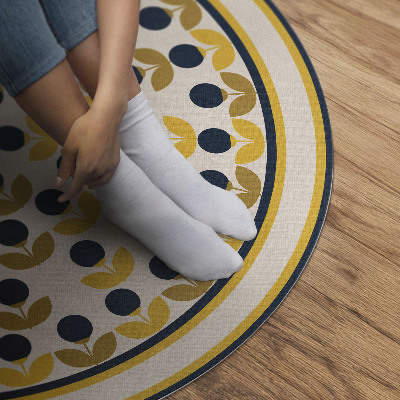 Runder vinyl teppich Kleine florale und blattförmige regelmäßige Muster