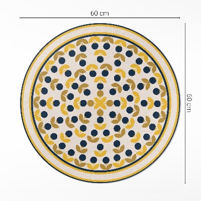 Runder vinyl teppich Kleine florale und blattförmige regelmäßige Muster