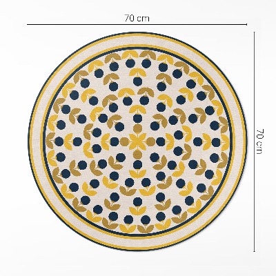 Runder vinyl teppich Kleine florale und blattförmige regelmäßige Muster
