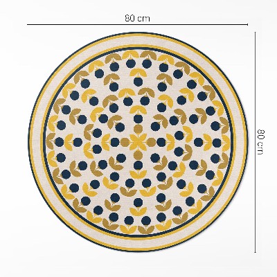 Runder vinyl teppich Kleine florale und blattförmige regelmäßige Muster