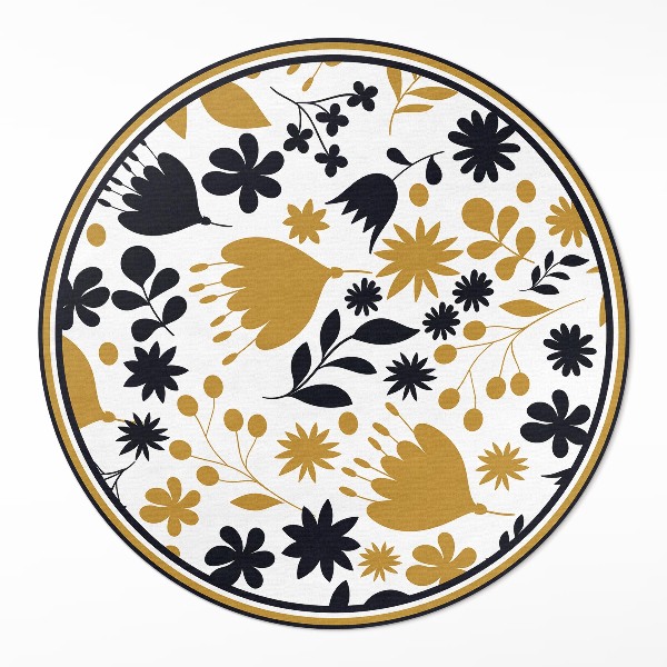 Runder pvc teppich Illustration von Blumen und Blättern auf einer Wiese